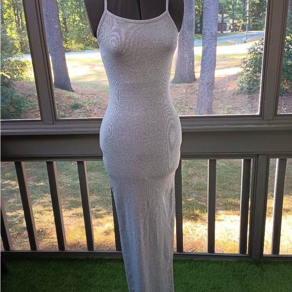 SKIMS Dresses & Skirts - Skims Ribbed Gray Maxi Dress - XS